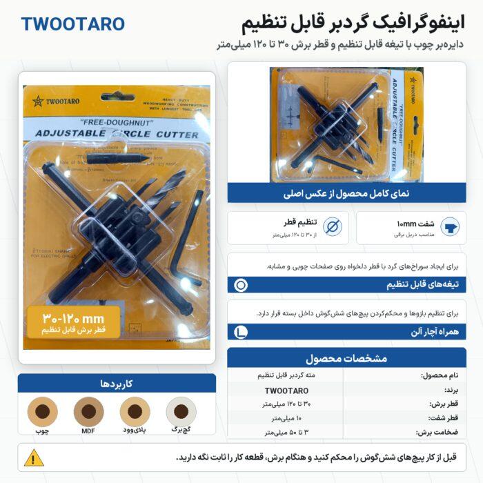 گردبر متغیر ۳۰ تا ۱۲۰ میلی‌متر TWOO TARO